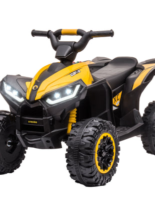 12V Kids ATV Quad Car with Forward & Backward Function, Four Wheeler for Kids with Wear-Resistant Wheels, Music, Electric Ride-on ATV for Toddlers Ages 3+ Years Old, Yellow