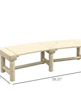 Wooden Garden Bench, Semicircular Round Outdoor Tree Bench, Wrap Around Park Bench for Yard, Patio, Deck, Lawn, Natural