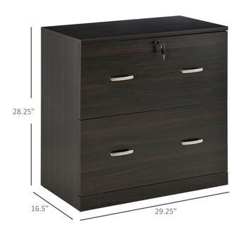 2-Drawer File Cabinet with Lock and Keys, Lateral Storage Filing Cabinet with Hanging Bar for Letter Size, Home Office, Walnut