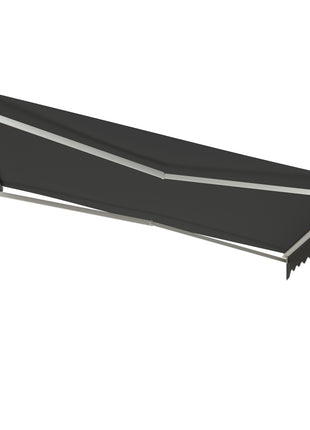 12' x 10' Electric Retractable Awning Sunshade Shelter with Remote Controller, Crank Handle for Deck Balcony Yard, Gray