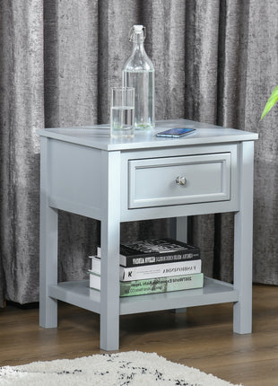 Sofa Side Table, Accent End Table with Storage Drawer and Bottom Shelf for Living Room,Gray