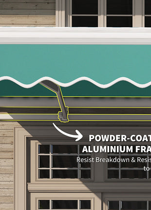 13' x 8' Retractable Awning, Patio Awnings, Sunshade Shelter w/ Manual Crank Handle, UV & Water-Resistant Fabric and Aluminum Frame for Deck, Balcony, Yard, Green
