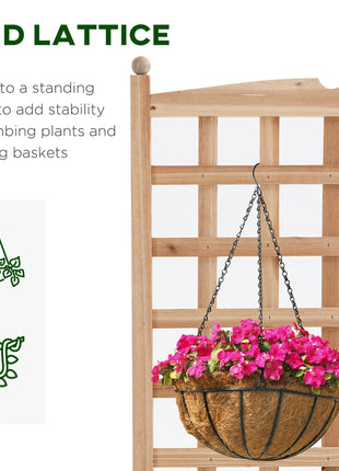 Wooden Raised Garden Bed with Trellis, Outdoor Planter Box with Drainage Crevices for Climbing Vine Plants Flowers, 24" x 12" x 49"