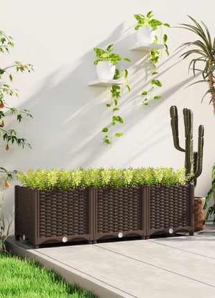 Plastic Raised Garden Bed, 4 x 1 x 1 ft Outdoor Flower Box with Drainage Holes for Vegetables, Herbs, Brown