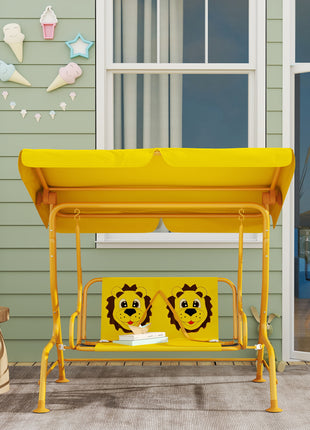 Kids Patio Swing Chair with Adjustable Canopy, Safety Belt for Patio, Garden, Poolside, Balcony, Yellow