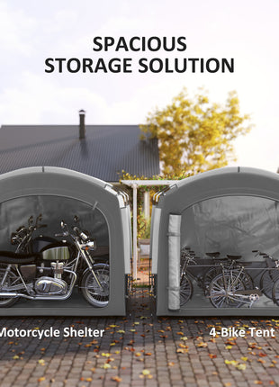 Bike Storage Shed Tent, Portable and Waterproof with 210D Oxford Fabric and Carry Bag for 3-4 Bicycles, Dark Gray