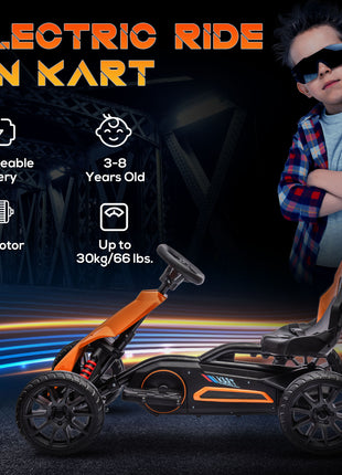 12V Electric Go Kart for Kids w/ Adjustable Speed, Orange