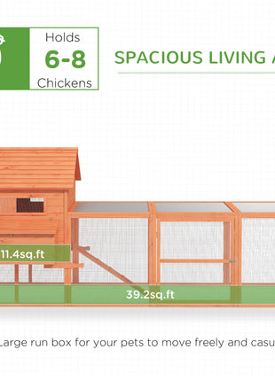 145" Wooden Chicken Coop with Run & Inner Hen House Space