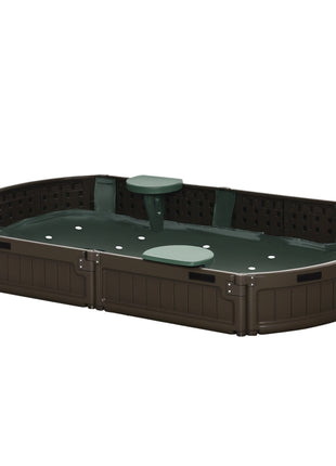 Kids Outdoor Sandbox with Cover Garden Bed Sand Pit, Easy Assembly Children's Oval Sandbox for Backyard, Brown, 72" x 41.25" x 8.75"