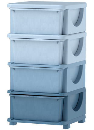 30" 4 Tier Kids Storage Unit Dresser Tower w/ 4 Drawers, Blue