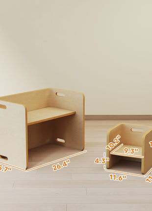 Kids Table and Chair Set, Height Adjustable Toddler Table and Chair Set for Kids Ages 3-8, Play, Learning, Natural