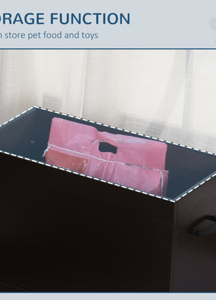 Raised Pet Feeding Storage Station with 2 Stainless Steel Bowls Base for Large Dogs and Other Large Pets, Coffee