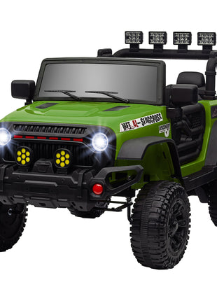 12V Battery Powered Ride on Car, Ride on Truck w/ Remote, 4 Suspension Wheels, Music Horn Lights, Green