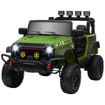 12V Battery Powered Ride on Car, Ride on Truck w/ Remote, 4 Suspension Wheels, Music Horn Lights, Green