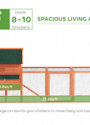 137" Wooden Chicken Coop for 4-6 Chickens, Backyard, Orange