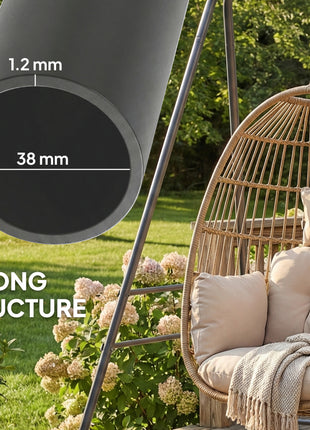 Hammock Chair Stand  Indoor and Outdoor Use with Anti-Slip Foot Pads, 2 Carabiners, Gray