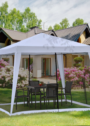10'x10' Outdoor Party Tent Canopy with Mesh Sidewalls, Patio Gazebo Sun Shade Screen Shelter, gray