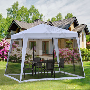 10'x10' Outdoor Party Tent Canopy with Mesh Sidewalls, Patio Gazebo Sun Shade Screen Shelter, gray