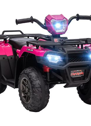 12V Electric Toy Car with Forward Backward Function, Music, LED Headlights, for Ages 3-5 Years, Pink