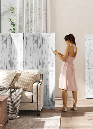 Screen Divider Room Divider Screen with Foldable Design for Indoor Bedroom Office 5.5' Rustic White