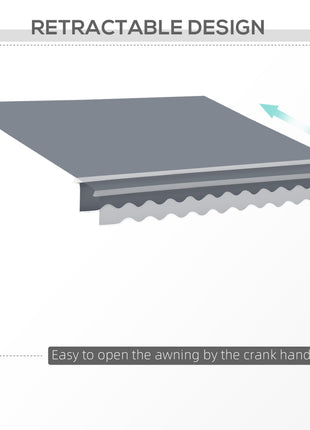 10' x 8' Patio Awning, Manual Retractable Sun Shade with UV Protection and Easy Crank Opening, Dark Gray