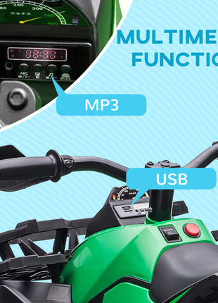 12V 4 Wheeler Kids ATV with Music, Headlights for 37-60 Months Boys and Girls, Green