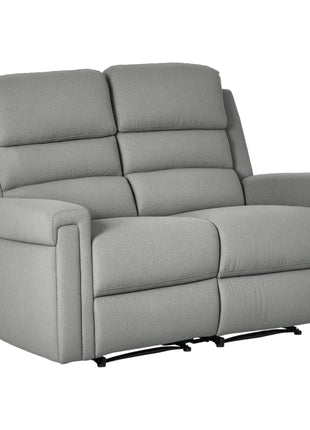 Fabric Reclining Sofa, 2 Seater Recliner Sofa with Manual Pull Tab, RV Couch, Home Seating, Gray
