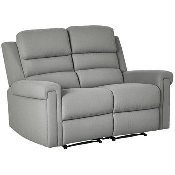 Fabric Reclining Sofa, 2 Seater Recliner Sofa with Manual Pull Tab, RV Couch, Home Seating, Gray