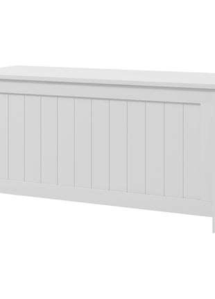 39.4" Storage Trunk w/ 2 Safety Hinges, Wooden Storage Bench w/ Side Handles, Storage Chest for Playroom, White