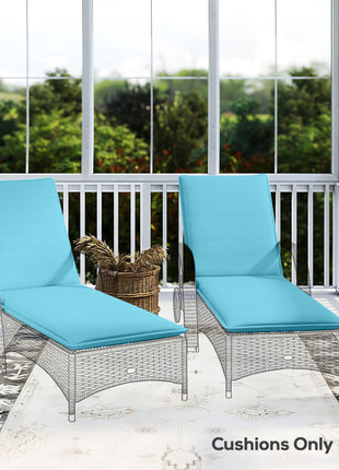 Foldable Chaise Lounge Cushion Set of 2, Outdoor Lounge Chair Cushion Set, UPF50+ 200gsm Fabric, 48" x 23", Light Blue