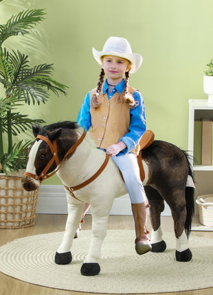 Ride on Horse for Toddlers 3-8 Years Old, Stuffed Animal Horse Toy with Neighing Sound, Brown