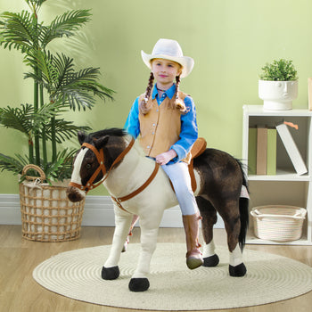 Ride on Horse for Toddlers 3-8 Years Old, Stuffed Animal Horse Toy with Neighing Sound, Brown