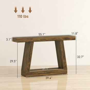 55" Farmhouse Console Table, 2-Tier Entryway Table with Storage for Hallway, Living Room, Behind Couch, Rustic Brown