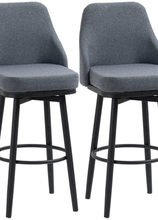 Modern Bar Stools, Set of 2 Swivel Kitchen Chairs, Dark Gray