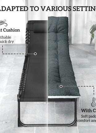 Outdoor Chaise Lounge Chair Set of 2, 5-Level Adjustable Folding Pool Lounge Chairs with Cushions, Black/Gray