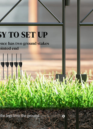 Garden Fence, 4 Pack Steel Fence Panels, 11.5' L x 43" H, Rust-Resistant Decorative Border Flower Edging for Yard, Landscape, Patio, Outdoor Decor, Curved Vines