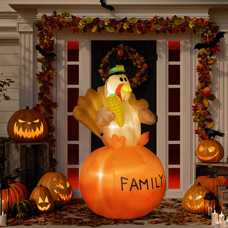 4.9ft Inflatable Thanksgiving Turkey, Blow Up LED Display for Garden Indoor Outdoor