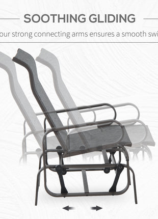 Outdoor Patio Glider Rocker, Metal High-Back Chair for Outdoor Use - Gray