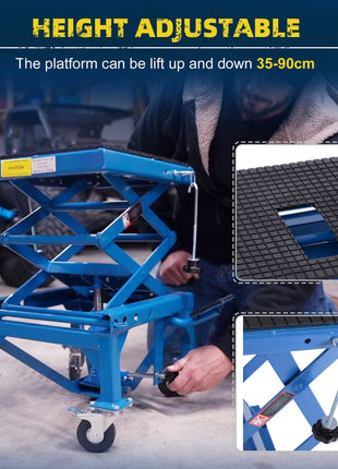 300 lbs Hydraulic Motorcycle Scissor Jack Lift Foot Step Wheels for Small Dirt Bikes