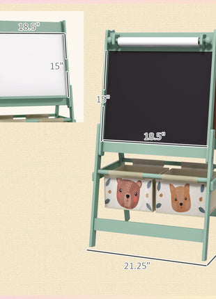 Art Easel for Kids with Paper Roll, Blackboard, Whiteboard, Storage