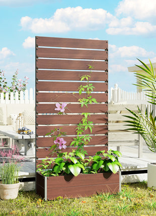 Trellis Planter for Climbing Plants, Raised Garden Bed with Trellis, Planter Box for Outdoor Garden, Light Brown