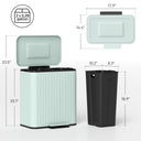 Trash Can with Lid, 2 x 5.3Gal Double Step-On Kitchen Trash Can with Rubbish Bags, Removable Buckets, Light Green