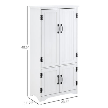 Accent Floor Storage Cabinet Kitchen Pantry with Adjustable Shelves and 2 Lower Doors, White