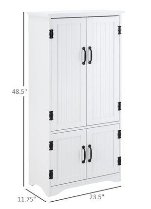 Accent Floor Storage Cabinet Kitchen Pantry with Adjustable Shelves and 2 Lower Doors, White