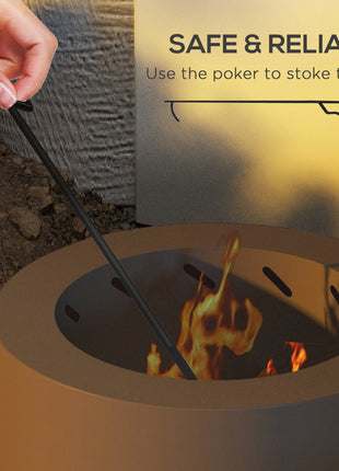 Smokeless Fire Pit, Portable Camping Bonfire Stove with Poker for Backyard Patio Picnic, Steel, Bronze