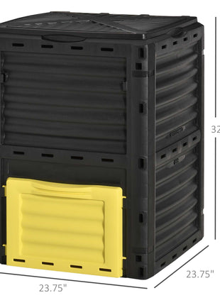 Garden Compost Bin 80 Gallon Outdoor Large Capacity Composter Fast Create Fertile Soil Aerating Box, Yellow