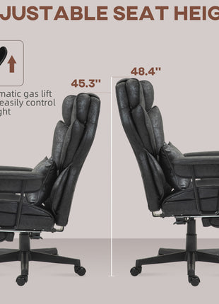 396lbs. Big and Tall Office Chair, Executive Office Chair with Footrest, Lumbar Support, and Reclining Function, Black