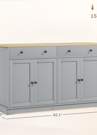 Modern Sideboard, Buffet Cabinet with Storage Drawers, Adjustable Shelves for Living Room, Dining Room, Entryway, Gray