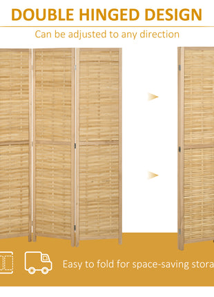 Hand Woven Room Divider, 3 Panel Bamboo Folding Privacy Screen for Home Office, 47.25"x67"x0.75", Natural