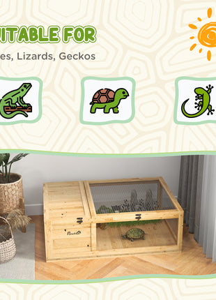 Wooden Reptile Cage with Top Access for Turtles, Lizards, Snakes, Yellow